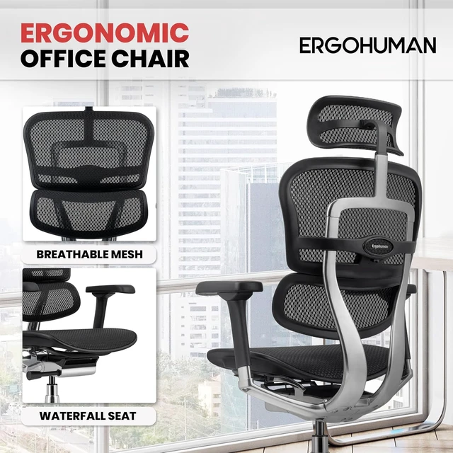 Alt view image 5 of 7 - Eurotech ME7ERG GEN2 High Back Mesh Office Chair Tilt Tension, Tilt Lock, Back Angle, Back Height, Synchro Tilt, Seat Height/Depth & Arm Height Adjustments, Black
