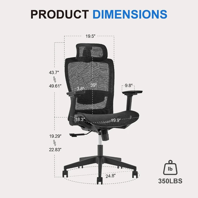Alt view image 2 of 7 - Comfy Ergonomic Office Chair, Desk Chair with Lumbar Support