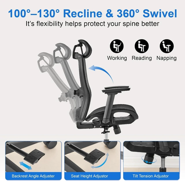 Alt view image 4 of 7 - Comfy Ergonomic Office Chair, Desk Chair with Lumbar Support