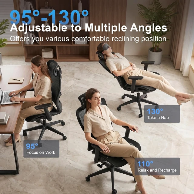 Alt view image 5 of 7 - Comfy Ergonomic Office Chair, Desk Chair with Lumbar Support