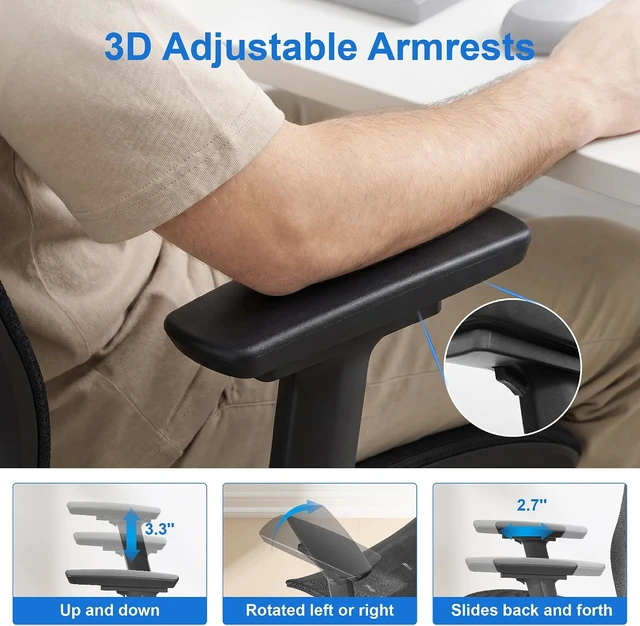 Alt view image 7 of 7 - Comfy Ergonomic Office Chair, Desk Chair with Lumbar Support