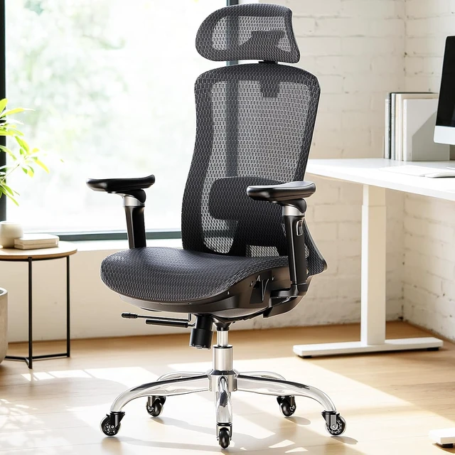 Alt view image 2 of 7 - Mesh Ergonomic Office Chair with Sliding Seat Depth, Mesh Desk Chair