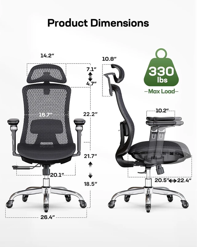 Alt view image 3 of 7 - Mesh Ergonomic Office Chair with Sliding Seat Depth, Mesh Desk Chair