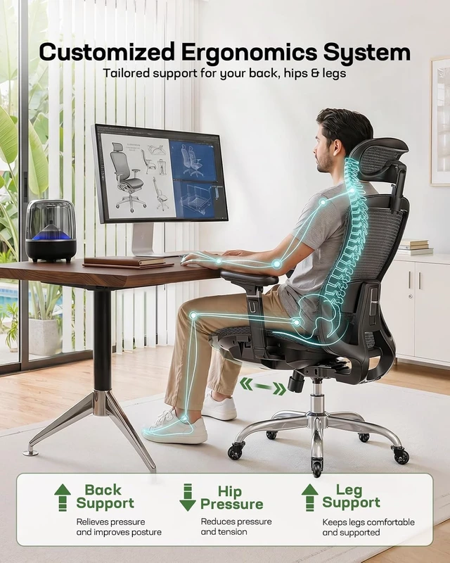 Alt view image 4 of 7 - Mesh Ergonomic Office Chair with Sliding Seat Depth, Mesh Desk Chair