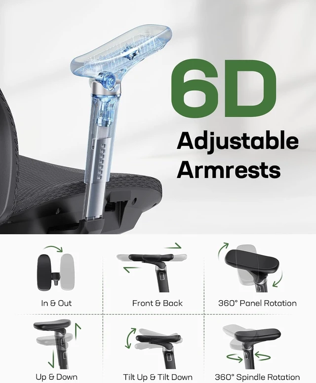 Alt view image 6 of 7 - Mesh Ergonomic Office Chair with Sliding Seat Depth, Mesh Desk Chair