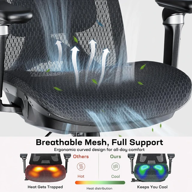 Alt view image 5 of 7 - Mesh Ergonomic Office Chair with Sliding Seat Depth, Mesh Desk Chair