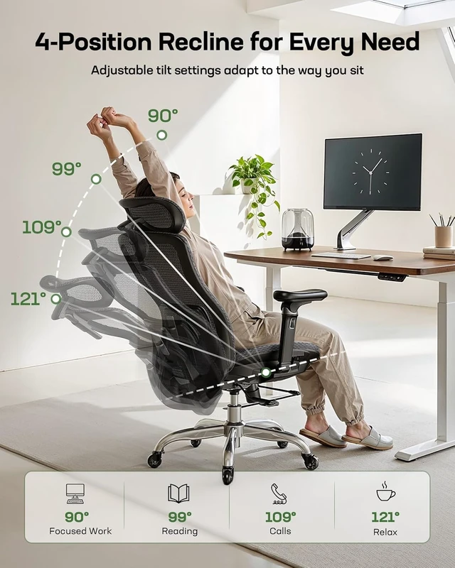 Alt view image 7 of 7 - Mesh Ergonomic Office Chair with Sliding Seat Depth, Mesh Desk Chair
