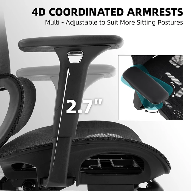 Alt view image 5 of 7 - Ergonomic Mesh Computer Office Chair, 400lbs Capacity