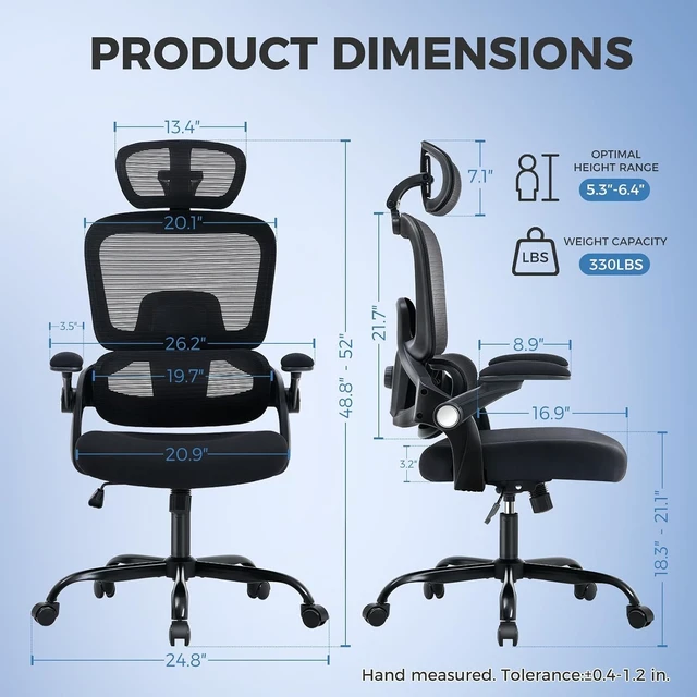 Alt view image 2 of 7 - Ergonomic Desk Chair with Adjustable Lumbar Support, Black