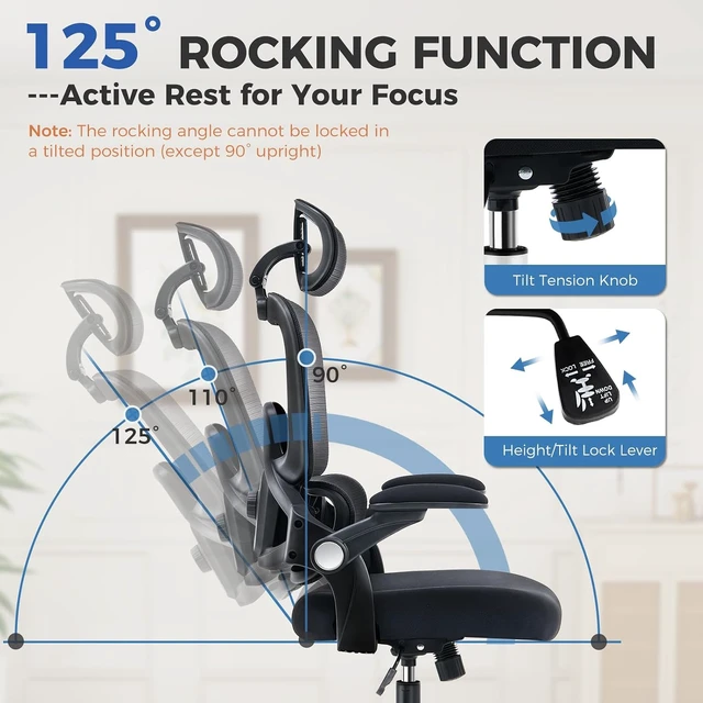 Alt view image 5 of 7 - Ergonomic Desk Chair with Adjustable Lumbar Support, Black