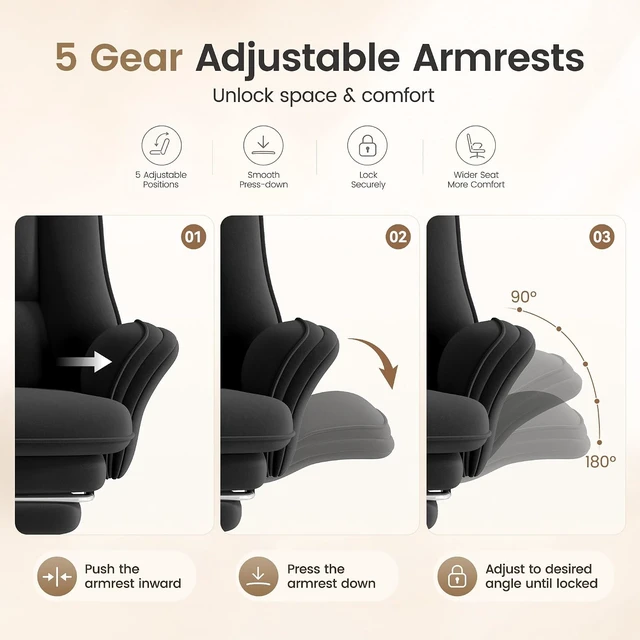 Alt view image 7 of 7 - Cross Legged Office Chair with Flip Armrests 135° Reclining Big & Tall Executive Chair with Footrest, Sink-In Cloud Cushion, Black Velvet