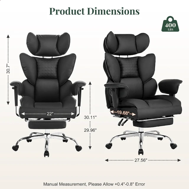 Alt view image 2 of 7 - Big & Tall Office Chair 400 LBS for Adults, Home Office