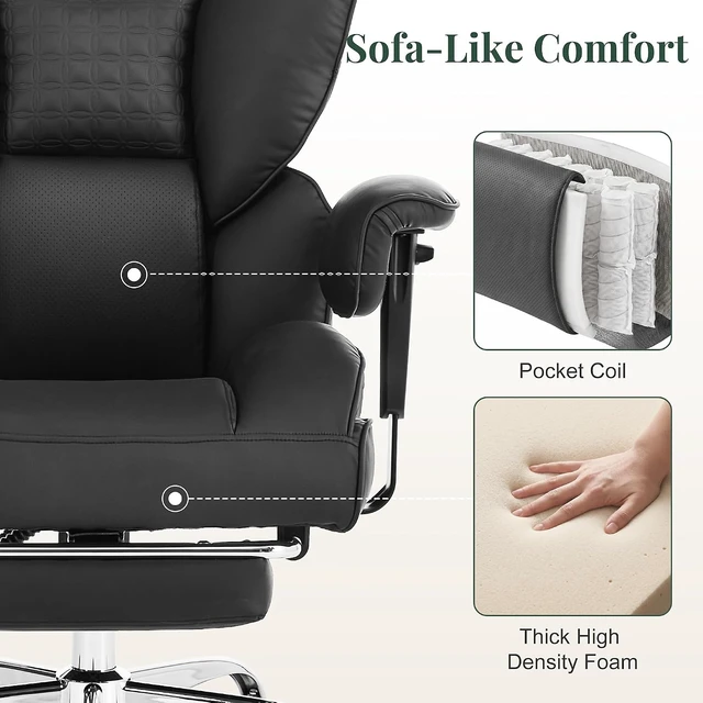 Alt view image 5 of 7 - Big & Tall Office Chair 400 LBS for Adults, Home Office