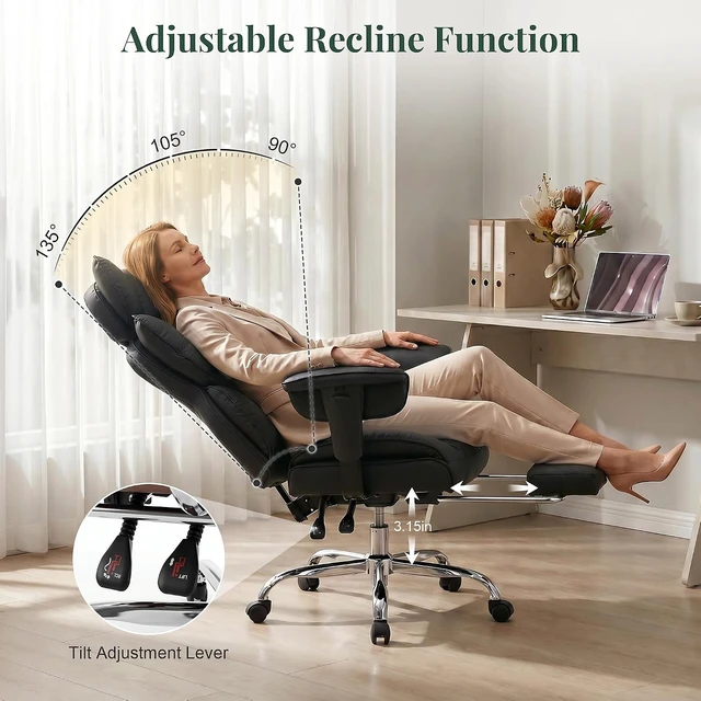 Alt view image 6 of 7 - Big & Tall Office Chair 400 LBS for Adults, Home Office