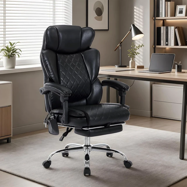 Alt view image 2 of 7 - Massage Office Chair with Foot Rest, 6 Points Vibration & Heat