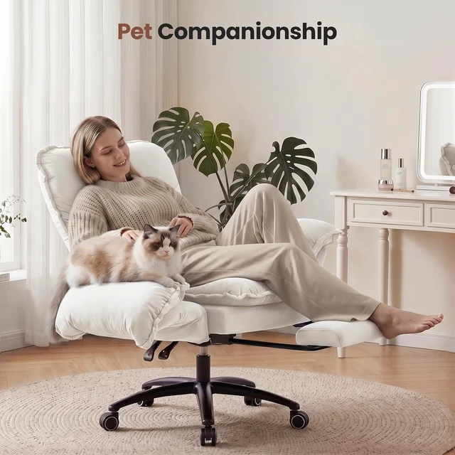 Alt view image 3 of 7 - Comfy Criss Cross Office Chair with Flip Arms, Beige
