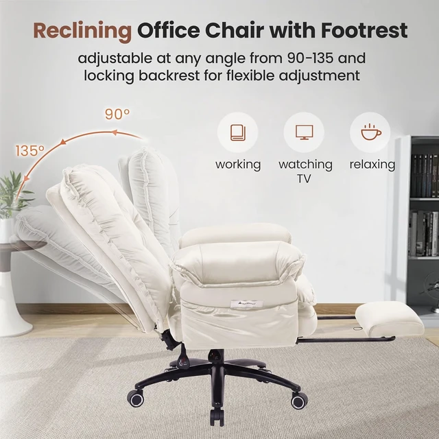 Alt view image 6 of 7 - Comfy Criss Cross Office Chair with Flip Arms, Beige