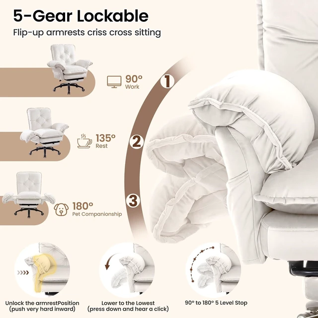 Alt view image 4 of 7 - Comfy Criss Cross Office Chair with Flip Arms, Beige