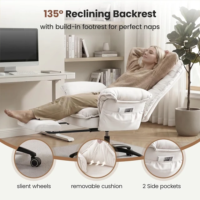 Alt view image 7 of 7 - Comfy Criss Cross Office Chair with Flip Arms, Beige
