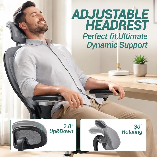 Alt view image 5 of 7 - Ergonomic 450LBS Mesh Office Chair with 4D Armrests
