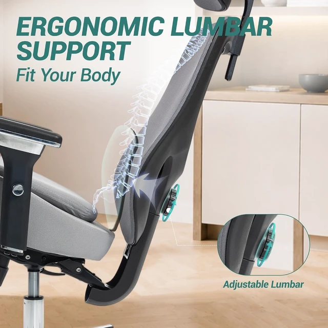 Alt view image 7 of 7 - Ergonomic 450LBS Mesh Office Chair with 4D Armrests
