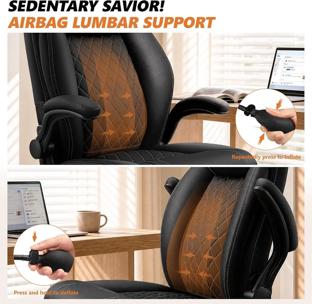Alt view image 3 of 7 - Executive Leather Office Chair, Desk Chair with Lumbar Support