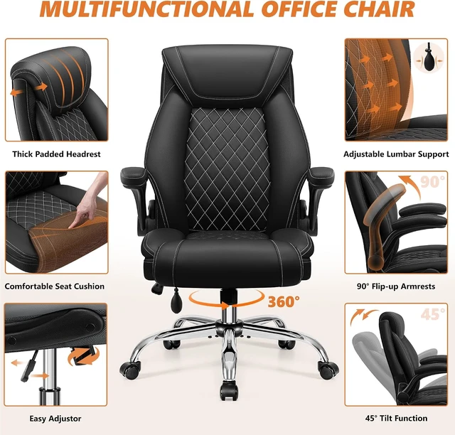 Alt view image 6 of 7 - Executive Leather Office Chair, Desk Chair with Lumbar Support