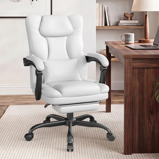 Main image of Ergonomic Office Chair with Foot Rest, 300 lbs Executive Leather Desk Chair