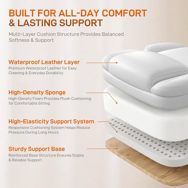 Alt view image 6 of 7 - Ergonomic Office Chair with Foot Rest, 300 lbs Executive Leather Desk Chair
