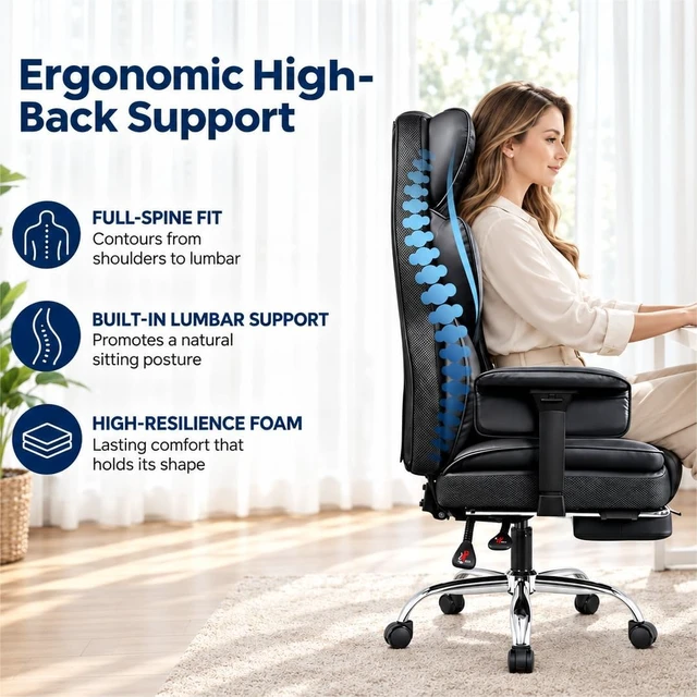Alt view image 4 of 7 - Big & Tall Office Chair 400 lbs, Gaming Chair with 23" Wide Seat