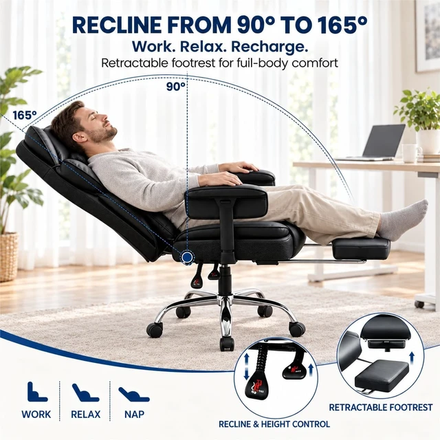 Alt view image 6 of 7 - Big & Tall Office Chair 400 lbs, Gaming Chair with 23" Wide Seat