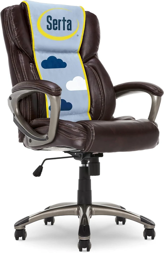Main image of Leather Ergonomic Executive Office Chair with Lumbar Support