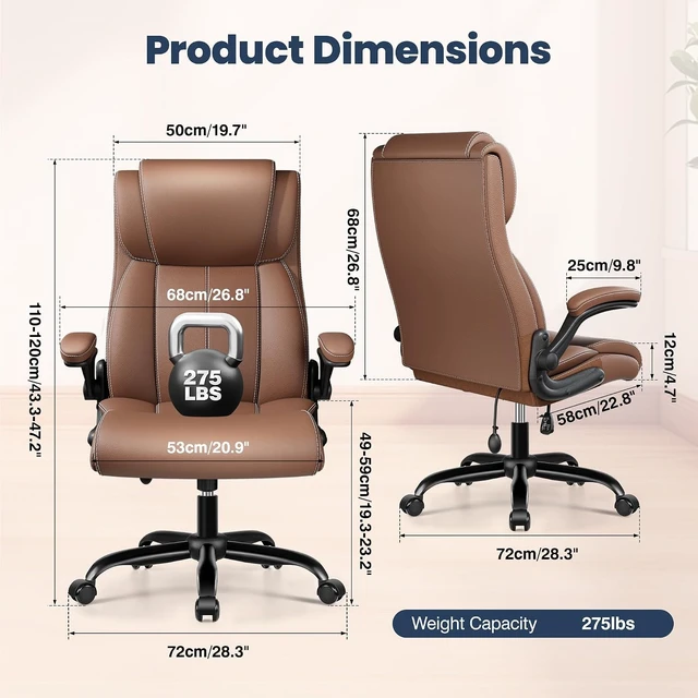 Alt view image 2 of 7 - High Back Ergonomic Leather Executive Office Chair, Desk Chair