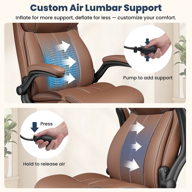 Alt view image 3 of 7 - High Back Ergonomic Leather Executive Office Chair, Desk Chair