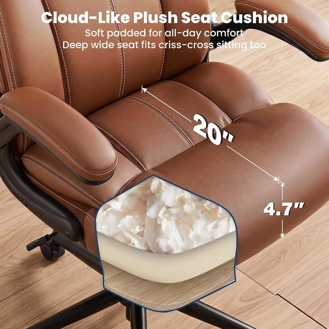 Alt view image 5 of 7 - High Back Ergonomic Leather Executive Office Chair, Desk Chair