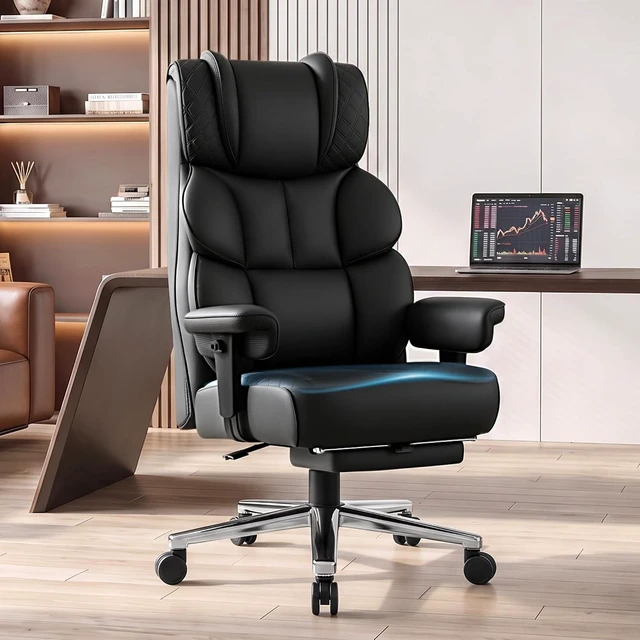 Main image of Big & Tall Office Chair with Retractable Footrest, Comfortable Desk Chair