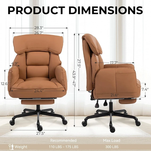 Alt view image 2 of 7 - Cross Legged Office Chair with Pivoting Armrests Criss Cross Chair with Pocket Spring Seat & Back, Reclining with Footrest & Metal Base (Brown)