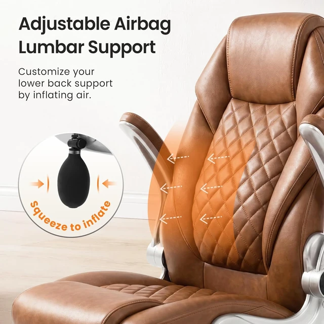 Alt view image 4 of 7 - Ergonomic Executive Office Chair with Inflatable Lumbar Support