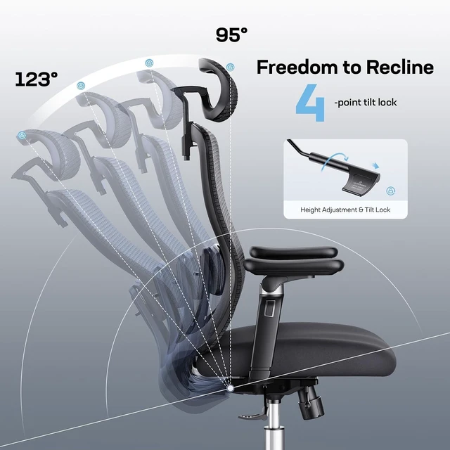 Alt view image 6 of 7 - Big & Tall Ergonomic Office Chair with 6D Armrests