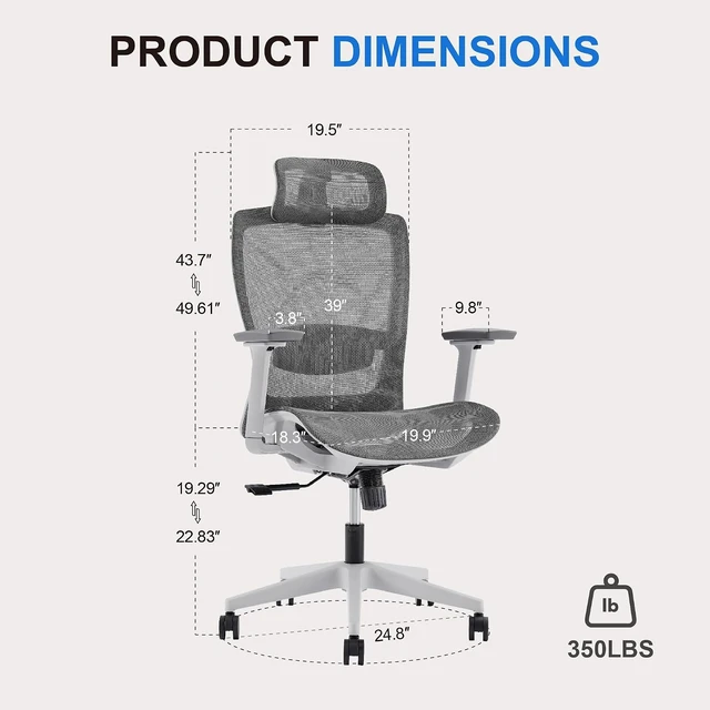 Alt view image 2 of 7 - Comfy Ergonomic Office Chair, Desk Chair with Lumbar Support