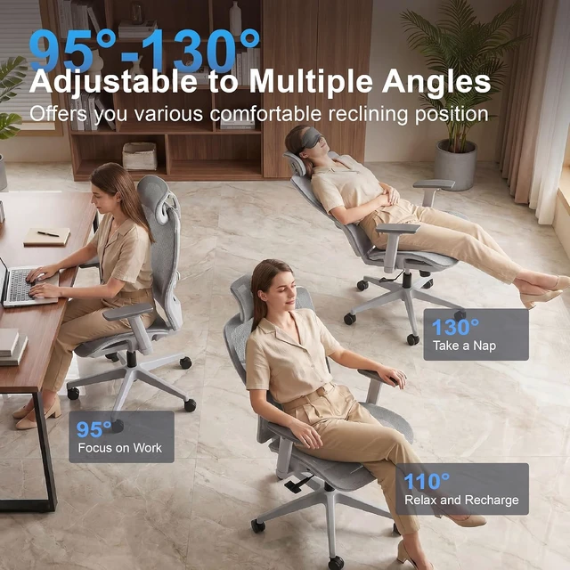 Alt view image 5 of 7 - Comfy Ergonomic Office Chair, Desk Chair with Lumbar Support