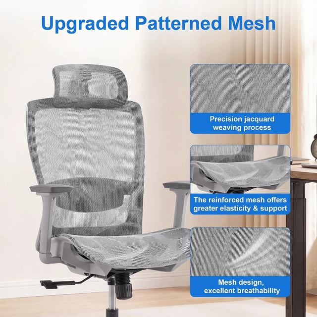Alt view image 7 of 7 - Comfy Ergonomic Office Chair, Desk Chair with Lumbar Support