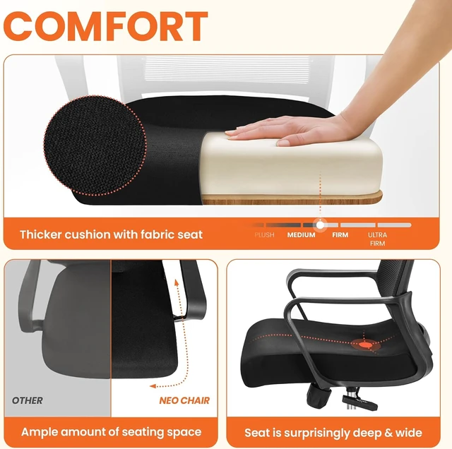 Alt view image 3 of 7 - Office Computer Desk Chair with Mid-Back Mesh Wide Seat, Black