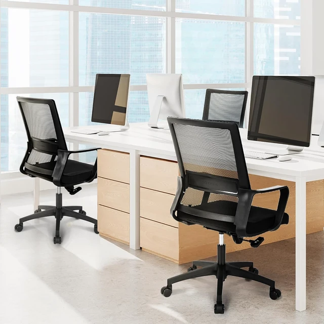 Alt view image 6 of 7 - Office Computer Desk Chair with Mid-Back Mesh Wide Seat, Black