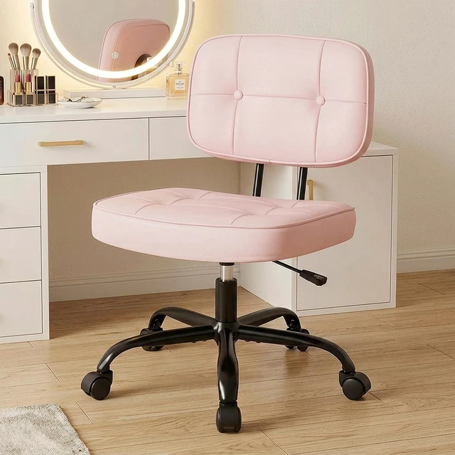 Main image of Small Armless Vanity Chair with Lumbar Support, Office Desk Chair