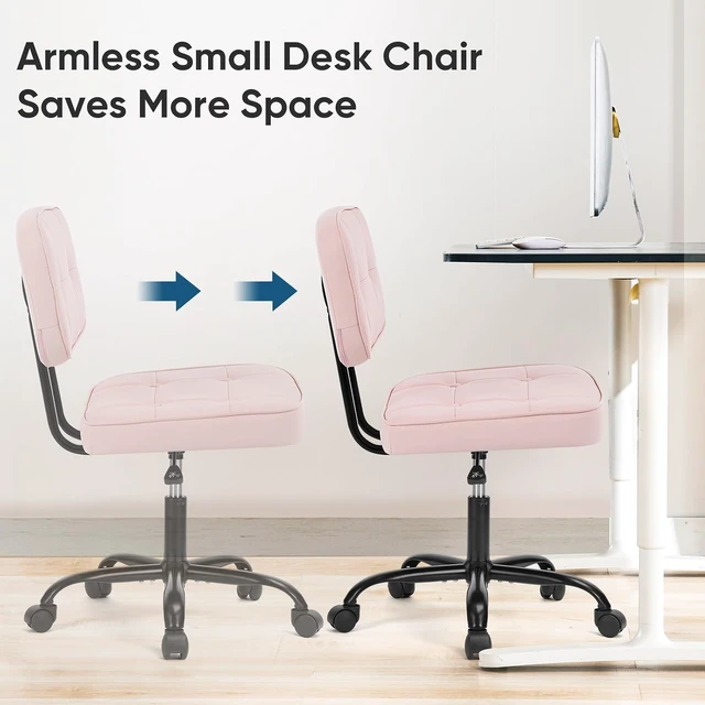 Alt view image 5 of 7 - Small Armless Vanity Chair with Lumbar Support, Office Desk Chair