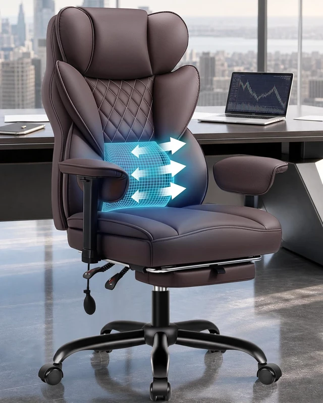 Alt view image 2 of 7 - Big & Tall Executive Office Chair with Adjustable Lumbar Support