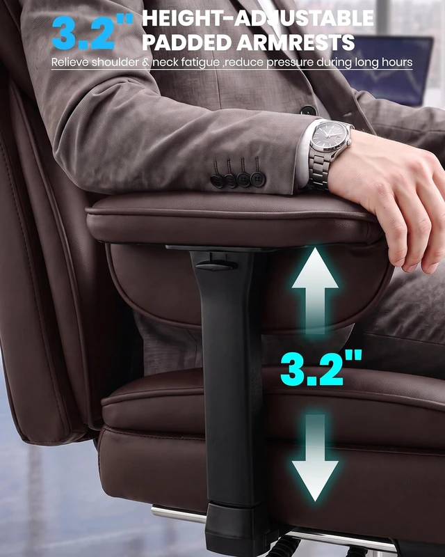 Alt view image 6 of 7 - Big & Tall Executive Office Chair with Adjustable Lumbar Support