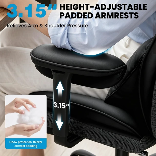 Alt view image 3 of 7 - Big & Tall Office Desk Chair with Pocket Spring Cushion