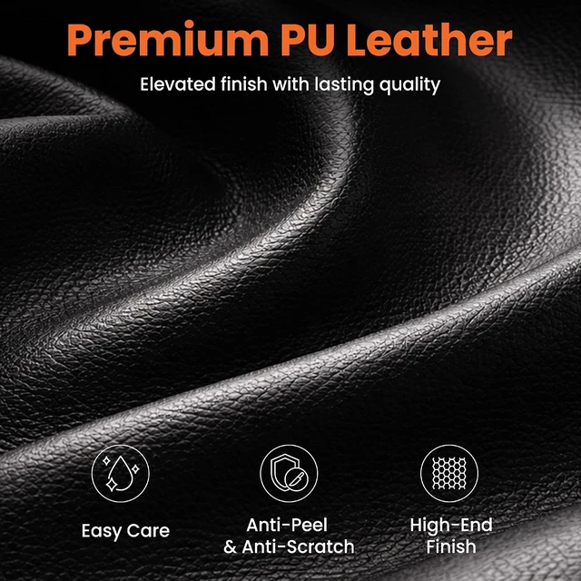 Alt view image 7 of 7 - Big & Tall PU Leather Office Chair, High Back with Lumbar Support, Black